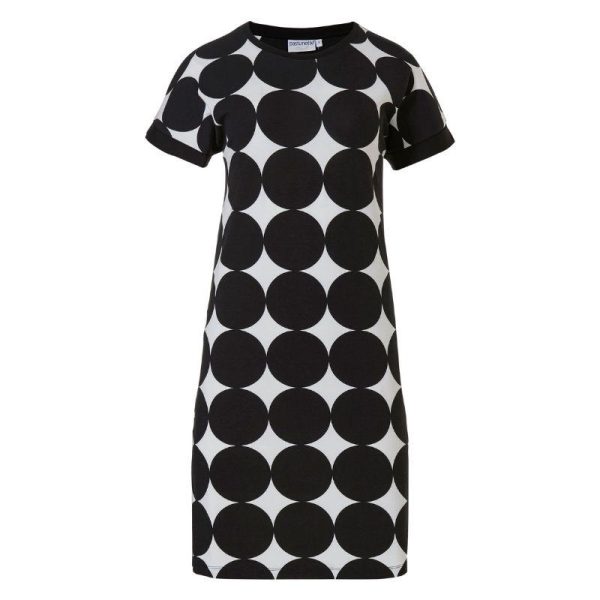 Trikoomekko__tunika__lyhythihainen__valkomusta_pallokuviollinen_