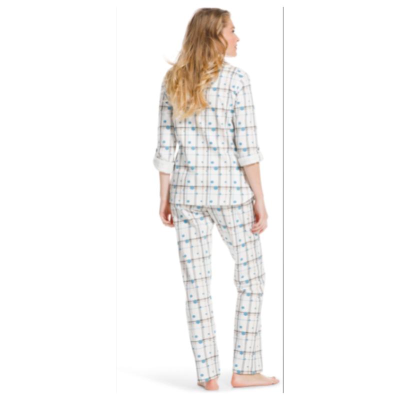 Pastunette_puuvillapyjama__pitkahihainen_napitettava_paita__pitkalahkeiset_housut