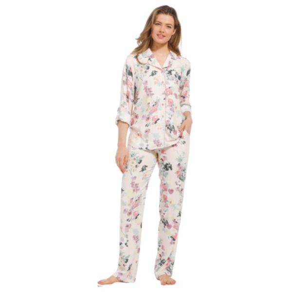 Pastunette_viskoosikangaspyjama__pitkahihainen_napitettava_paita__pitkalahkeiset_housut