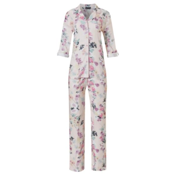 Pastunette_viskoosikangaspyjama__pitkahihainen_napitettava_paita__pitkalahkeiset_housut