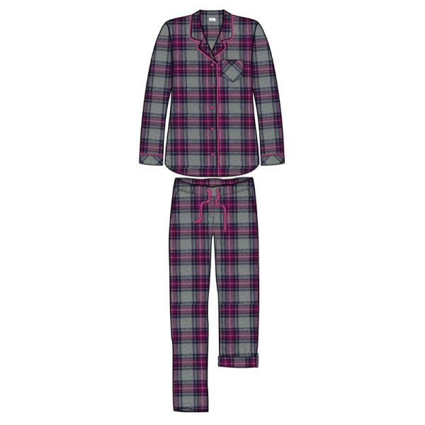 Damella_flanellipyjama__harmaa_purppura__100__puuvilla