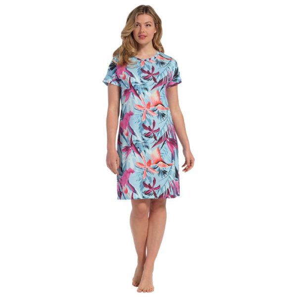 Lyhythihainen_vaaleansininen__kukkaprintti_mekko