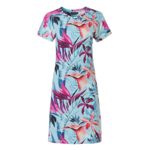 Lyhythihainen_vaaleansininen__kukkaprintti_mekko