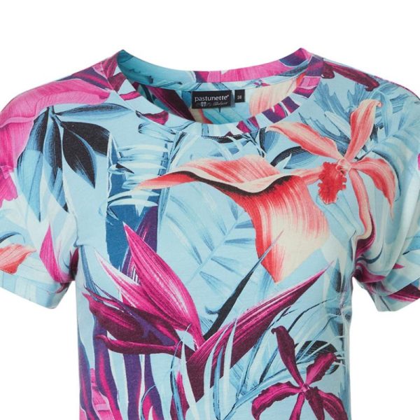 Lyhythihainen_vaaleansininen__kukkaprintti_mekko