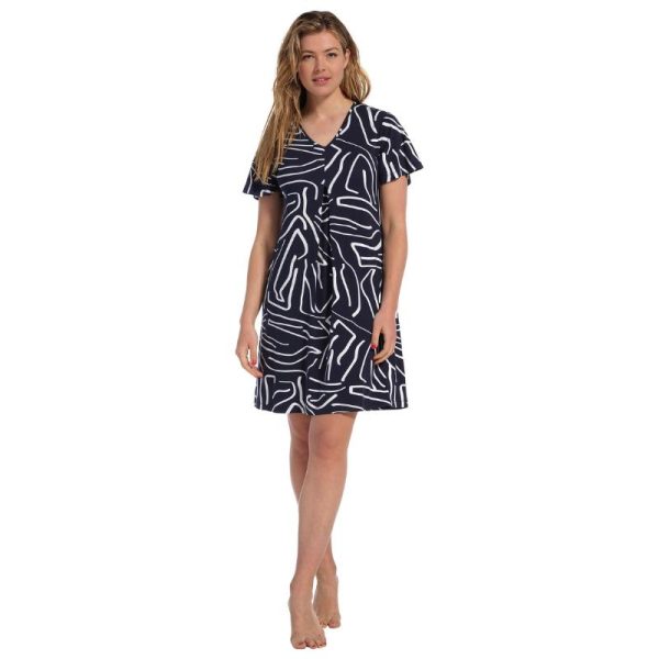 Pastunette_sininen_lyhythihainen_trikoomekko