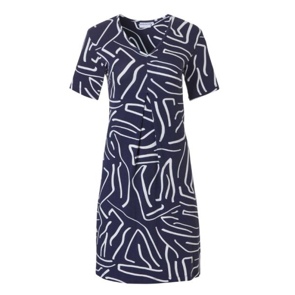 Pastunette_sininen_lyhythihainen_trikoomekko