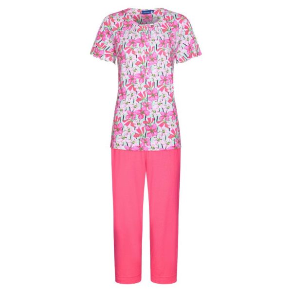 Pyjama_lyhythihainen_paita_ja_caprimittaiset_housut