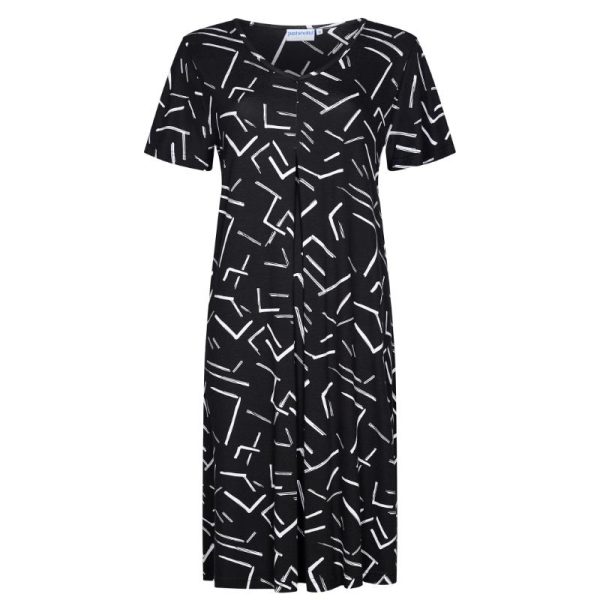 Lyhythihainen_trikoomekko__mustavalkoinen