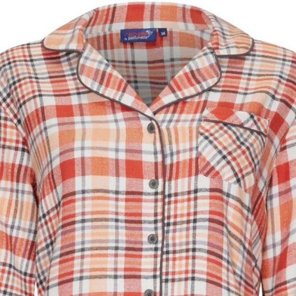 Pehmea_flanelipyjama__oranssivalkoruudullinen