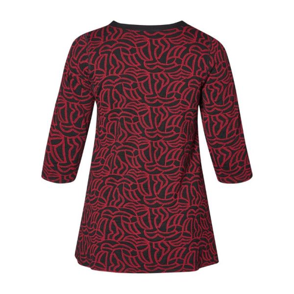 Pont_Neuf_A_linjainen_tunika_3_4_hiha_tumman_punainen_musta