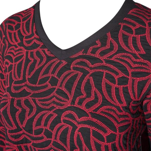 Pont_Neuf_A_linjainen_tunika_3_4_hiha_tumman_punainen_musta