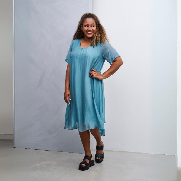 Pont_Neuf_viskoosi__silkki_mekko__vaalea_turkoosi