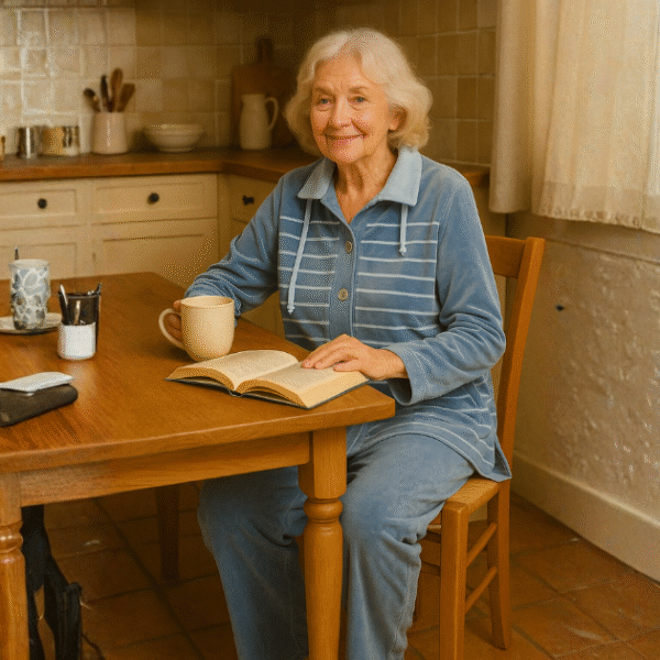 Naisten velouroloasu napitettavalla takilla, sininen