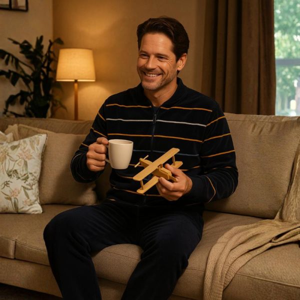 Miesten oloasu puuvillavelour, tummansininen