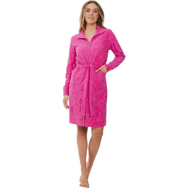 Pastunette jacquard puuvillafroteeaamutakki, pinkki