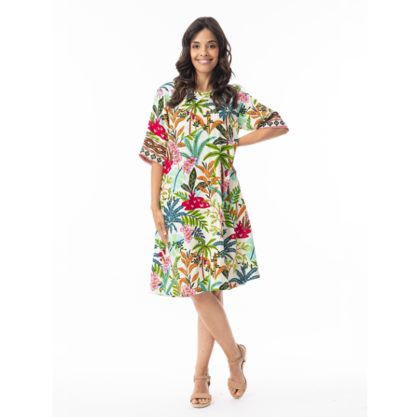 Orientique kevyesti a-linjainen mekko, tunika, 100% rayon kangas